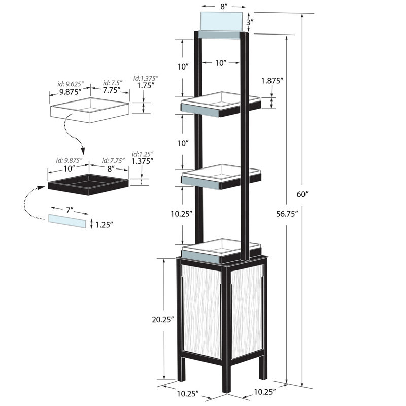 Présentoir mince avec 3 tablettes