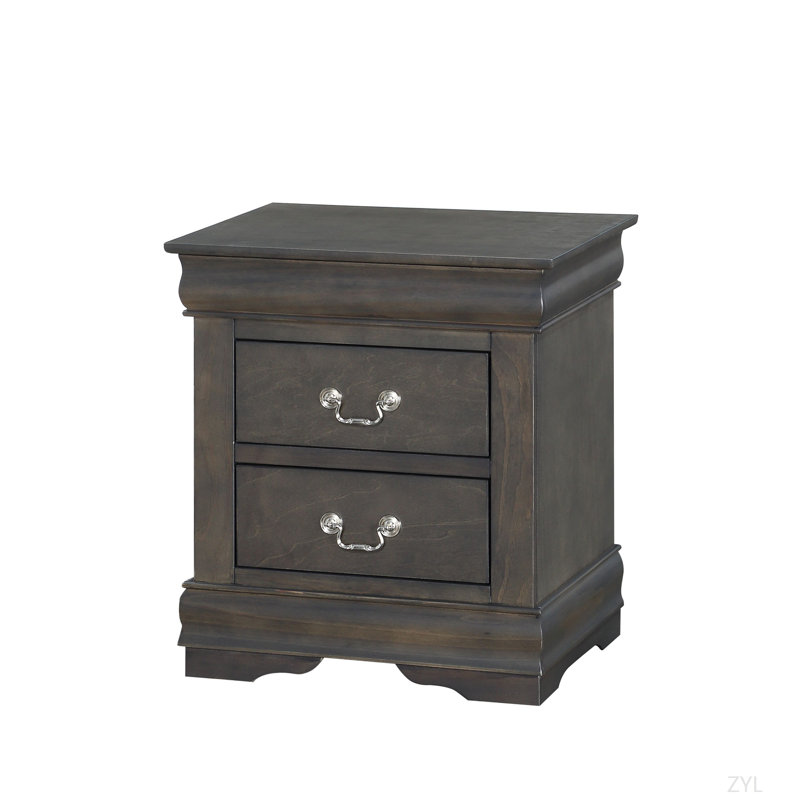 Gosford 2-Drawer Nightstand,Night Stand,End Table,Side Table 14" x 13" x 5" (Front)• Inner 11" x 12" x 4"H