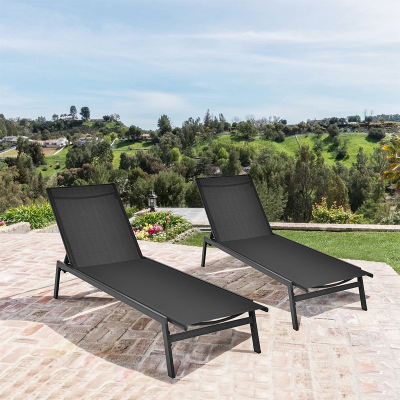 Chaise longue simple inclinable 25 po Ixia, Noir