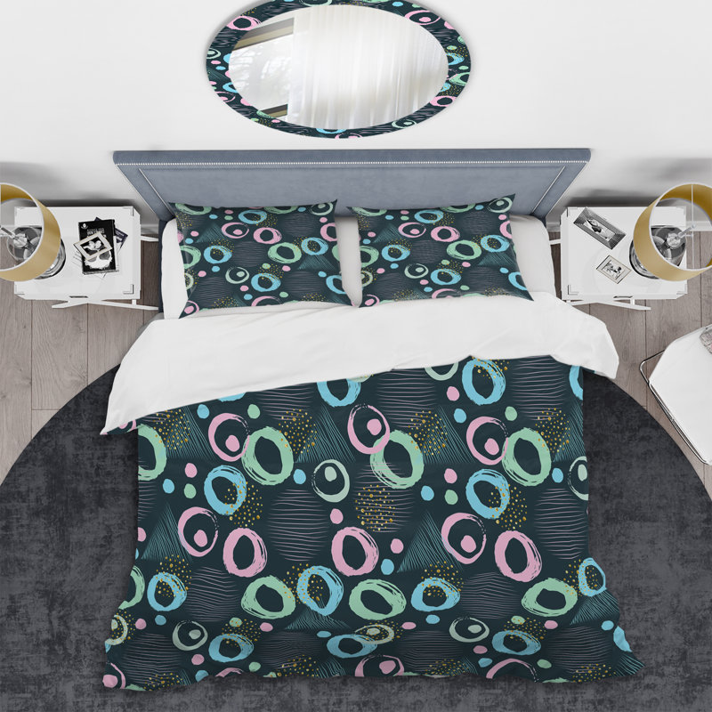 Multicolor Abstract Dot - Ensemble de housse de couette Abstract - Microfibre de polyester