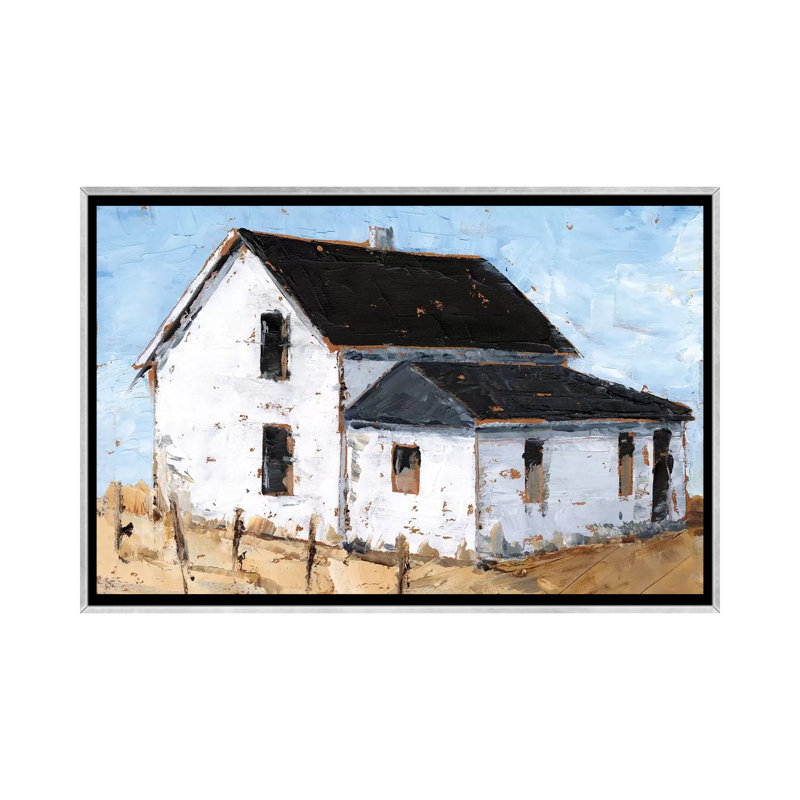 « Abandonné Farmhouse II » par Ethan Harper, reproduction d’art, Toile avec cadre argenté, H 32 po x l 48 po x 1,5 po