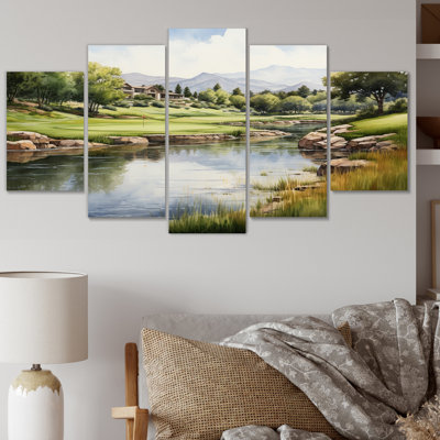 Country clubs de golf sur toile, reproduction de 5 pièces