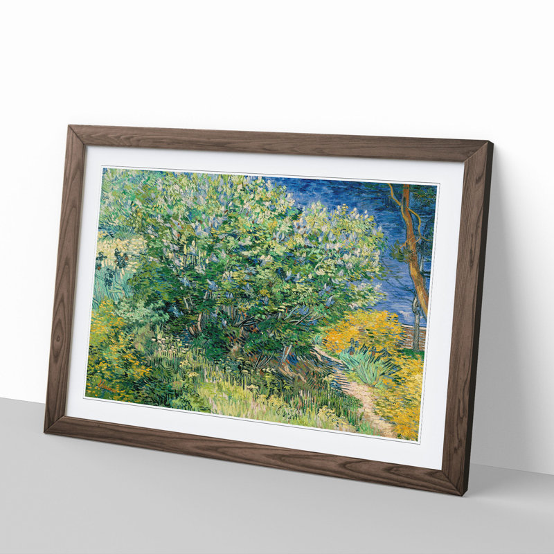 Lilac Bush by Vincent Van Gogh - Picture Frame Painting, Walnut Framed, 48cm H x 65cm W x 2cm D