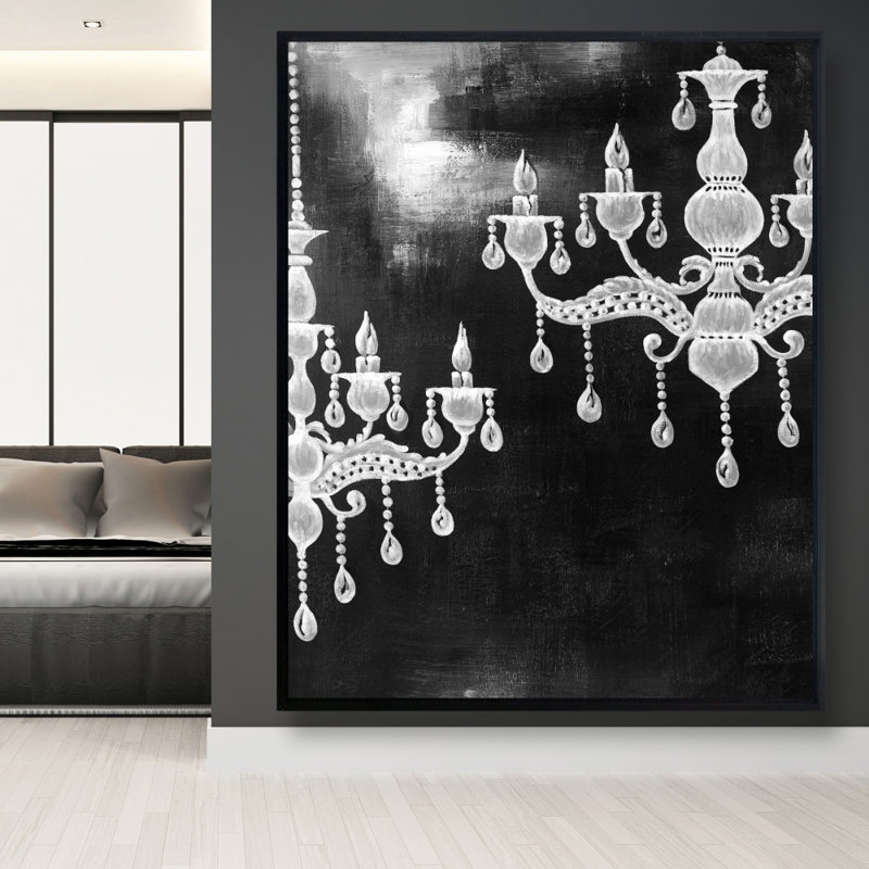 White Chandeliers Print On Canvas