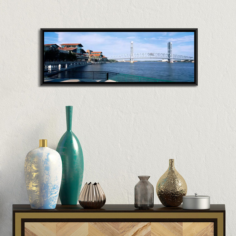 Pont panoramique sur un river, main street, st. johns river, jacksonville, floride, reproduction de photo sur toile
