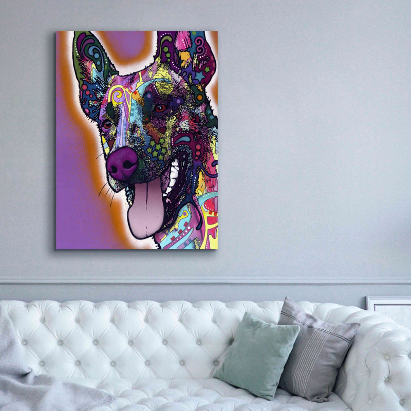 «Malinois» par Dean Russo, estampe numérique sur toile, H 54 po x l 40 po x P 1,5 po