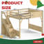 Grand lit mezzanine en bois massif avec garde-robe intégré, tablettes de rangement et rails de sécurité-129527399-129527401