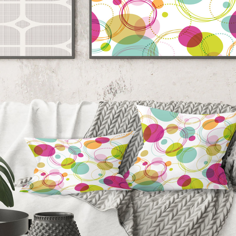 Coussin décoratif rétro imprimé circulaire II - Mid-Century, 18 po x 18 po