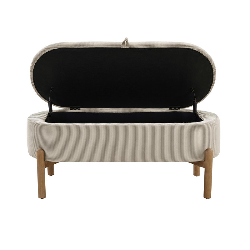 Banc de rangement avec siège rembourré en velours côtelé taupe, Taupe
