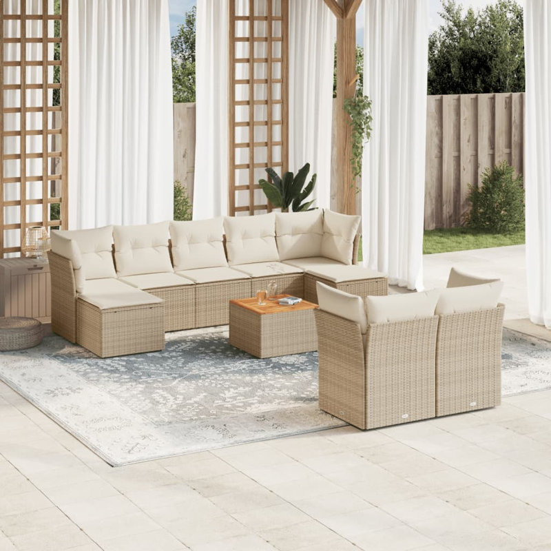 Ensemble de canapé de jardin modulaire en rotin beige 10 pièces Vidaxl