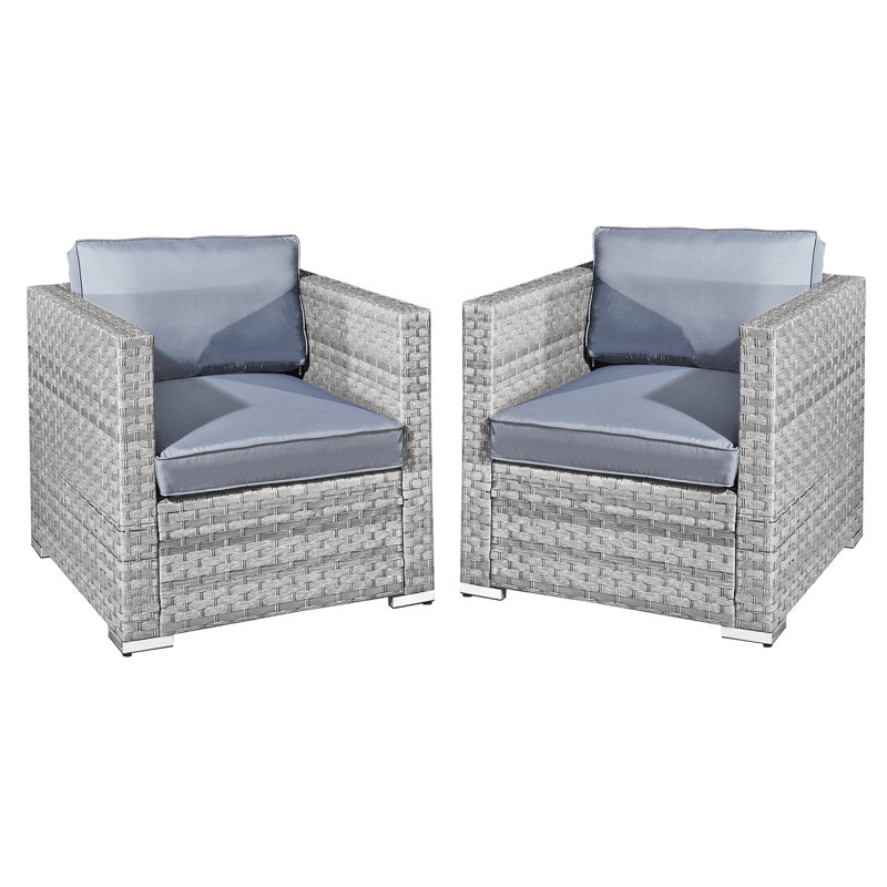 Malta Rattan 2 Seat Twin Chair Set, Dove Grey