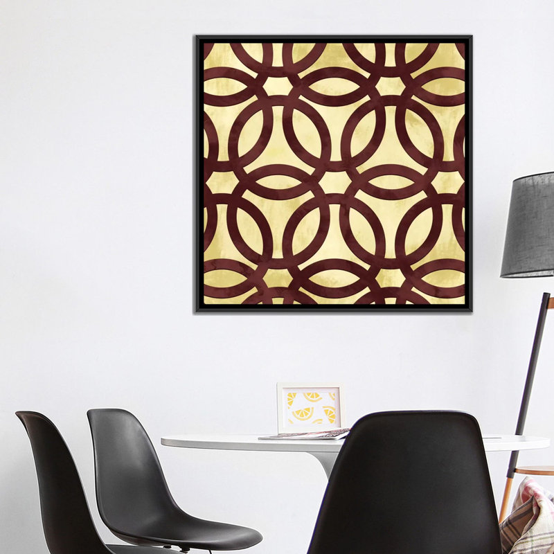 Albree Modern Rings, impression sur toile, H 37 po x l 37 po x P 1,5 po, Toile avec cadre flottant noir, Pas de tapis