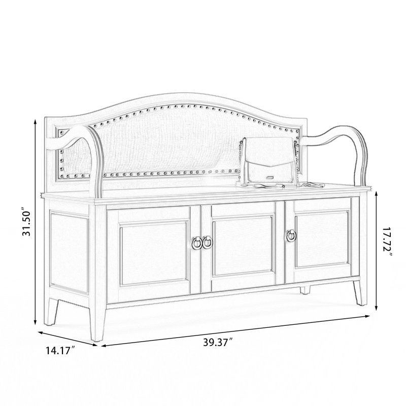 Banc de rangement rembourré pour chaussures, Gris / beige