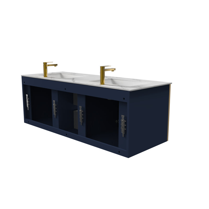Ensemble de meuble-lavabo double 60 po Wyneken, Blanc
