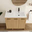 Meuble-lavabo autoportant 36 po avec lavabo en résine et tablette réglable 36 po, 3 portes à fermeture en douceur-133402579
