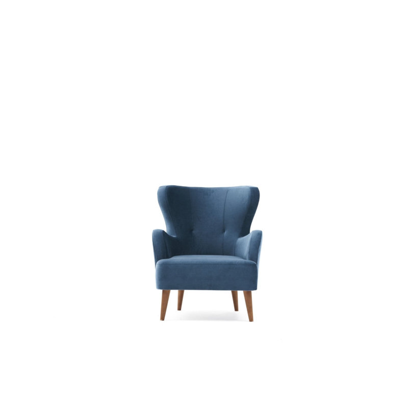 Fauteuil en velours l 31,5 po Truet, Bleu
