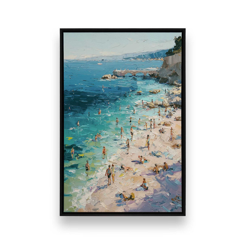 Impression sur toile Azzuro Cove, Cadre flottant noir satiné, 24 po x 36 po