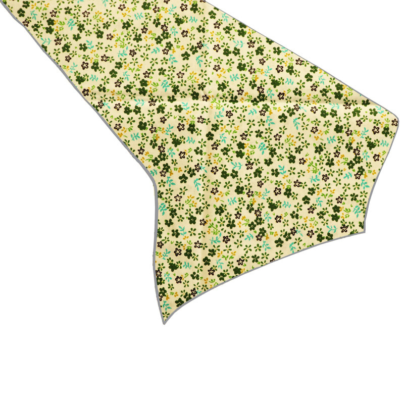 Small Flowers Allover Print Table Runner, 144" L x 24" D, Green/White