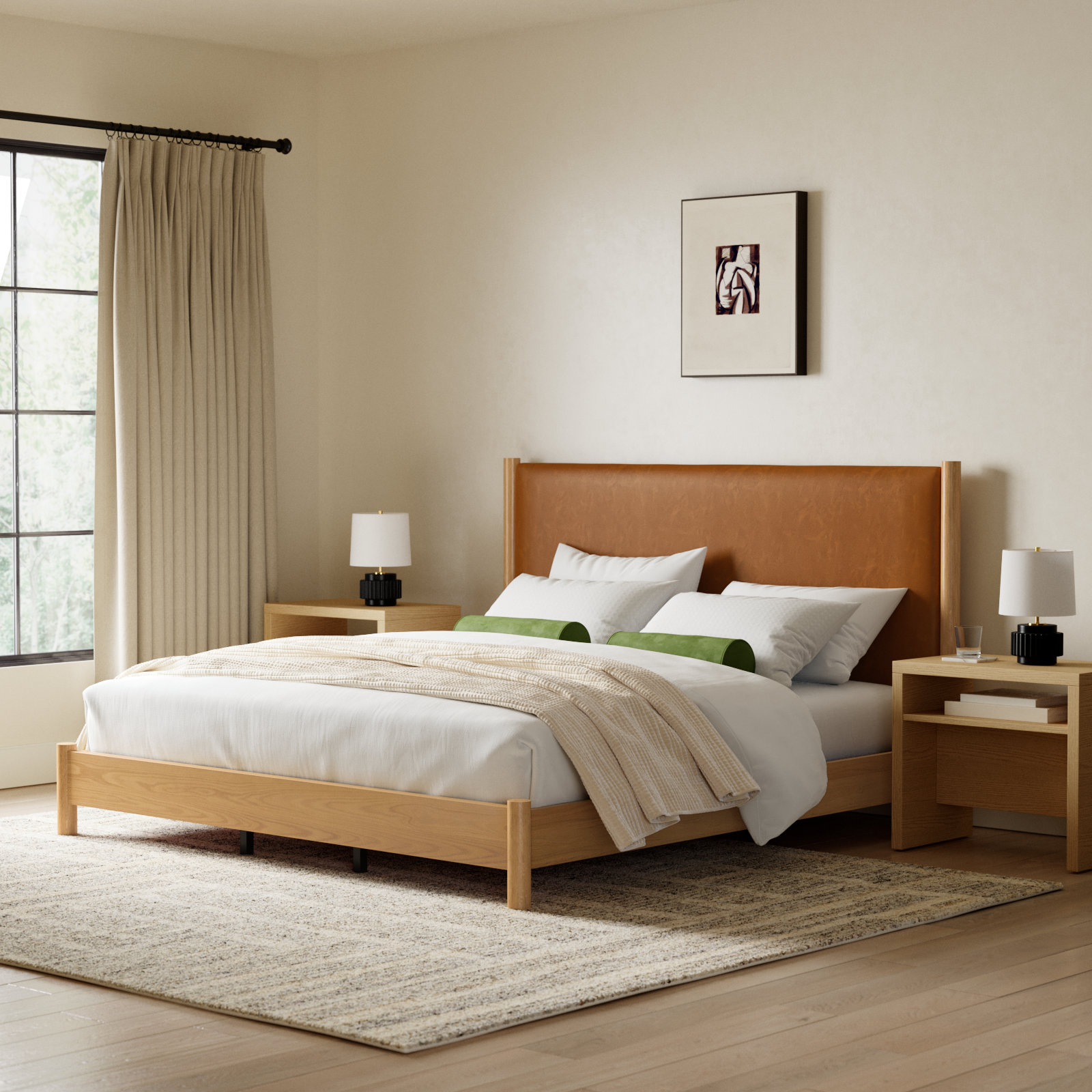 Kaplan Wood Bed, Queen, Natural/Brown
