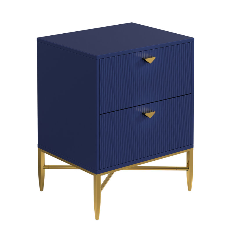 Table de chevet 2 tiroirs Baisden, Bleu