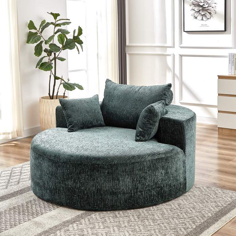 Canapé-lit simple 55 po en chenille éponge, sans assemblage requis, fauteuil-lit moderne moelleux pour le salon, la chambre à coucher, le salon et la salle de projection (pas une chaise pivotante)