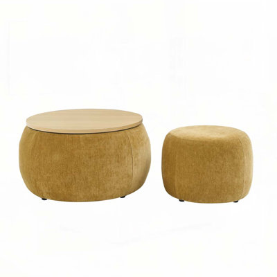 Round Storage Ottoman with small seat