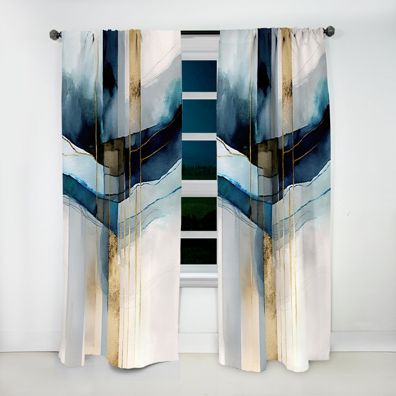 Barbonne - Abstrait transitionnel moderne Shapes V - Rideau Shapes - Velours obscurcissant - 1 panneau, L 52 po x L 108 po