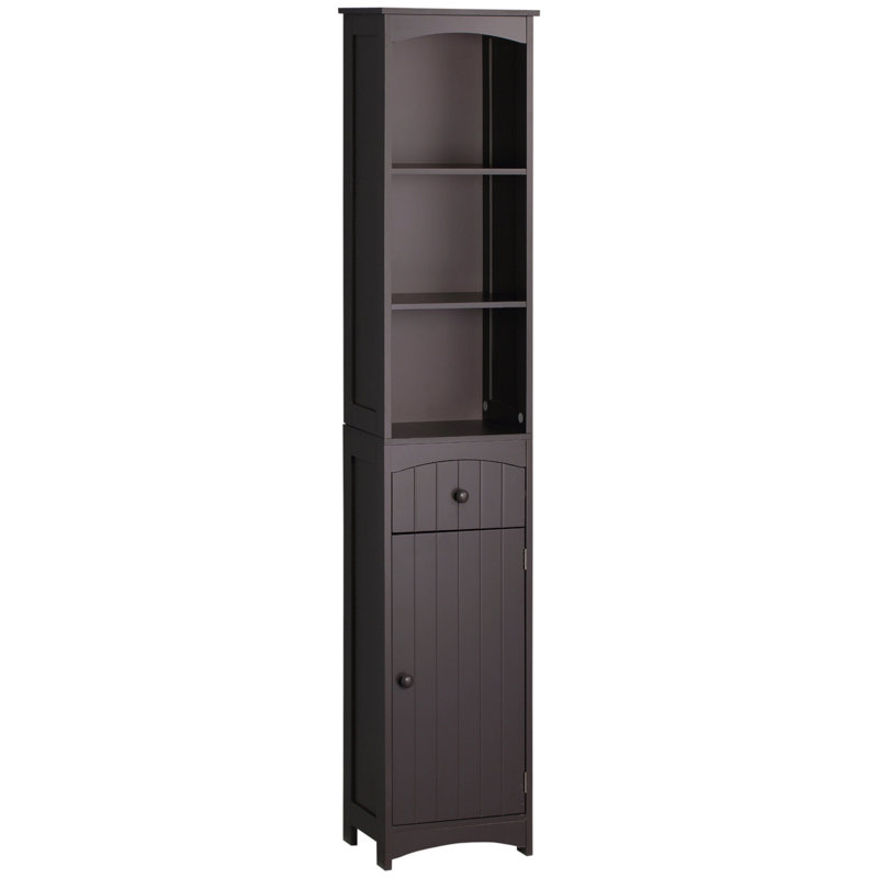 Bathroom Storage Cabinet, Free Standing Bathroom Storage Unit, Tall Linen Tower With 3-Tier Shelves And Drawer, Brown