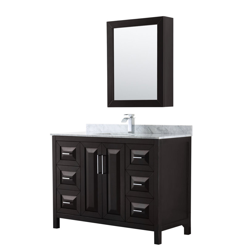 Daria 48'' W Single Vanity, Polished Chrome, White Cultured Marble, White