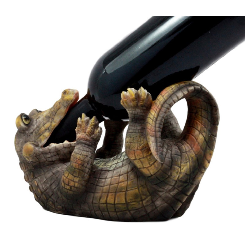 Support à vin de table 1 bouteille comical assoiffé alligator Ancey