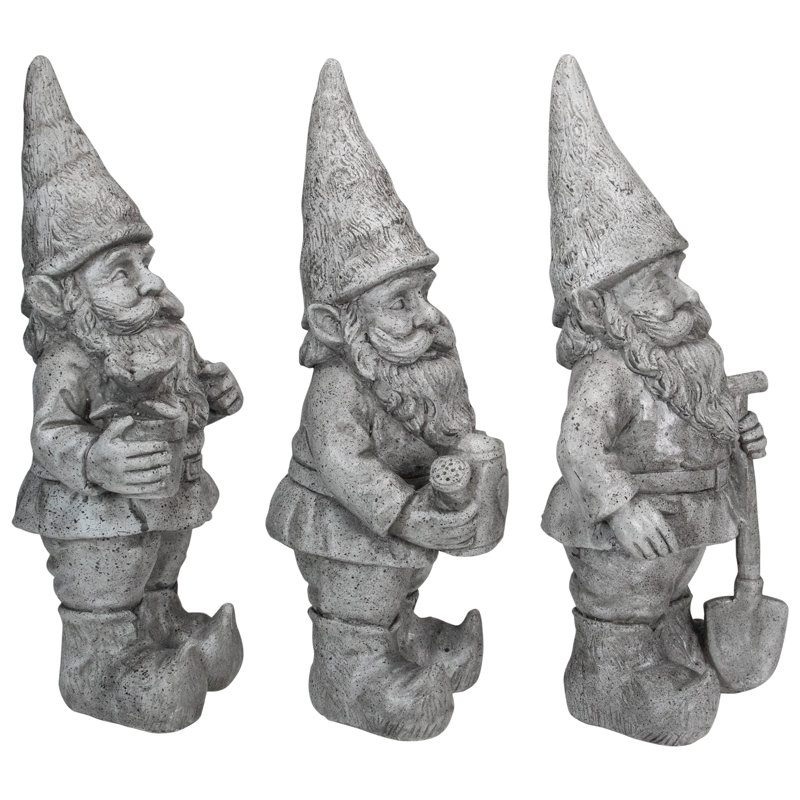 Statues d'extérieur gnomes de jardin gris