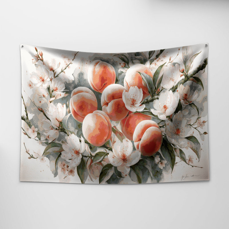 Tapisserie murale de pêches, 51 po x 60 po
