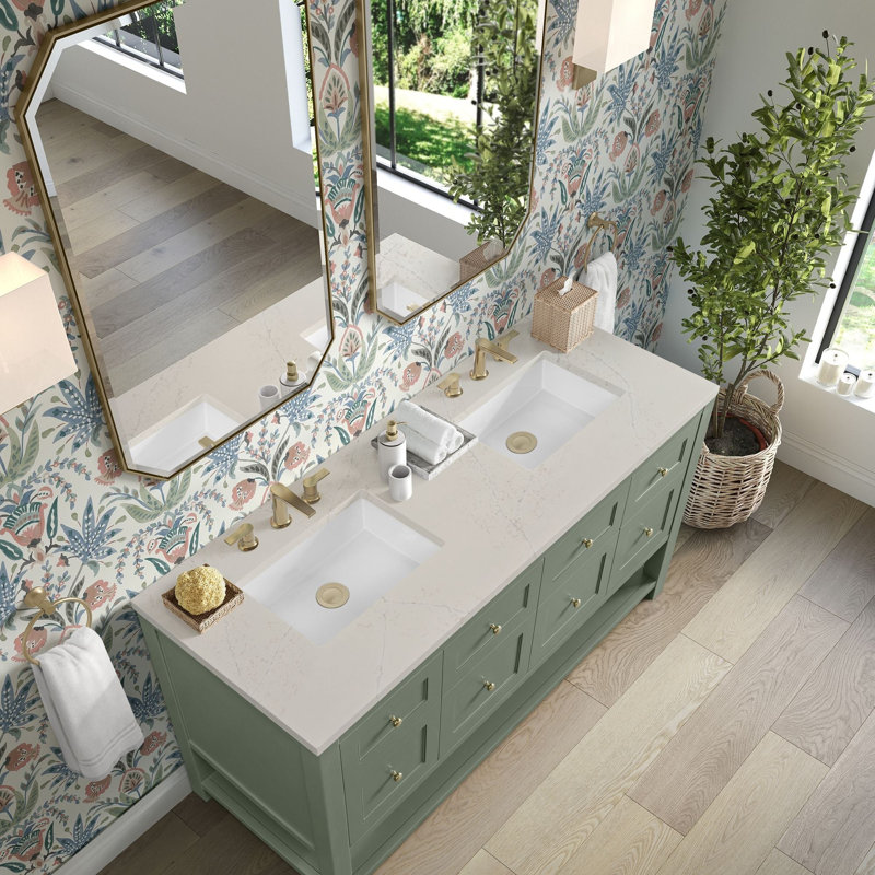 Breckenridge 60'' W Double Vanity, Smokey Celadon, Siberian, Widespread