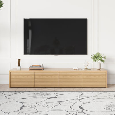 78.74" Modern TV Stands, Natural Wood Texture, Media Console with 4 Drawers