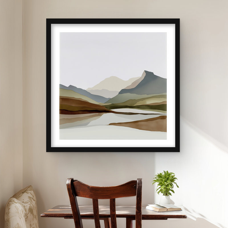 Mountains - Brown Framed Matted Print for Home Decor