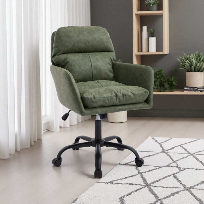 Chaise de bureau à hauteur réglable avec similicuir synthétique, Vert