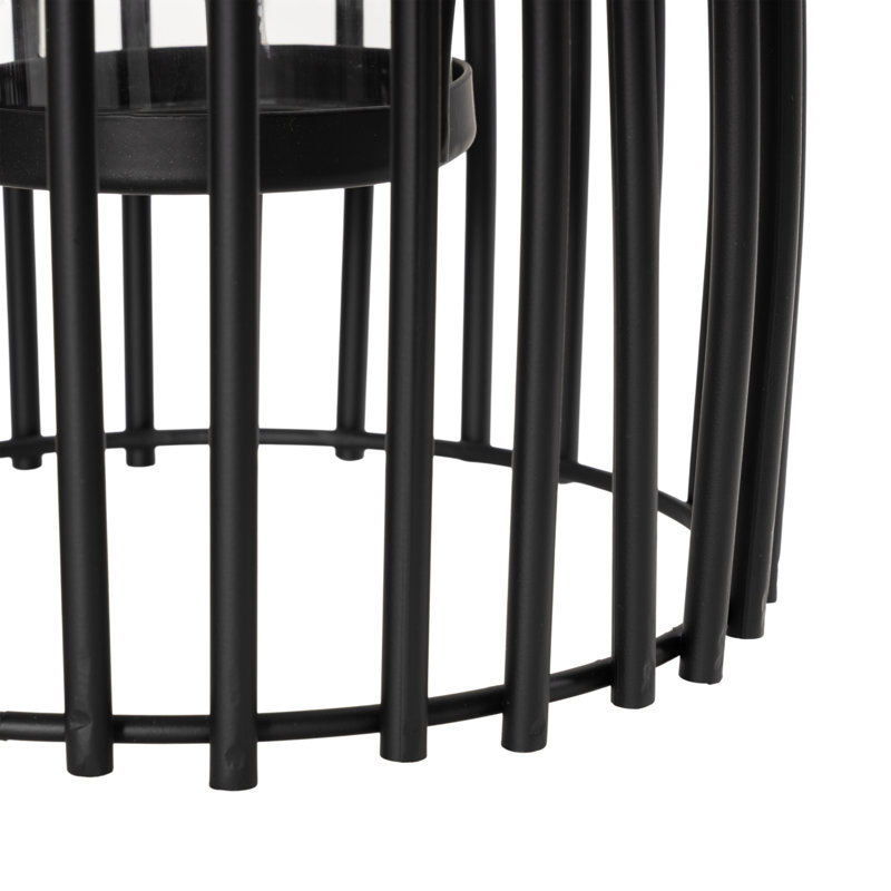 Lanterne bougie en fer et verre Enya, Noir, H 12 po x l 8 po x P 8 po