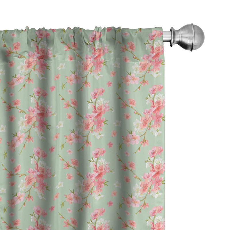 Shabby Floral Semi-Sheer Rod Pocket Curtain Panels, 28" x 84"