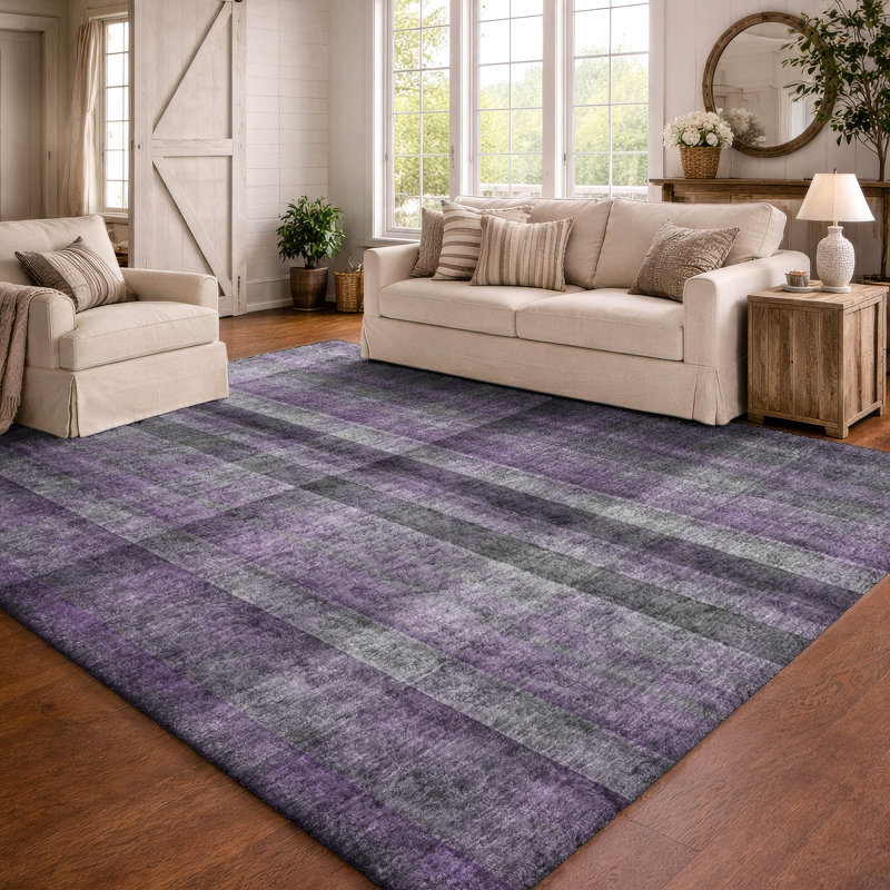 Tapis à poil long de qualité supérieure lavable à la machine ADS548, Purple, 8' x 10'