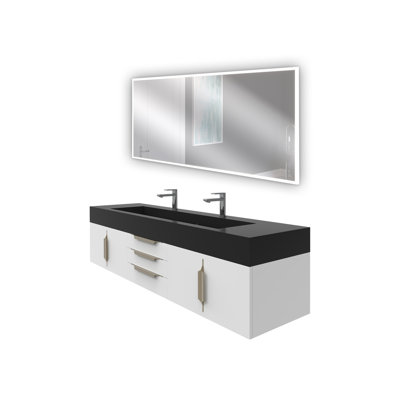 Ensemble de meuble-lavabo double mural 72 "avec miroir Nile