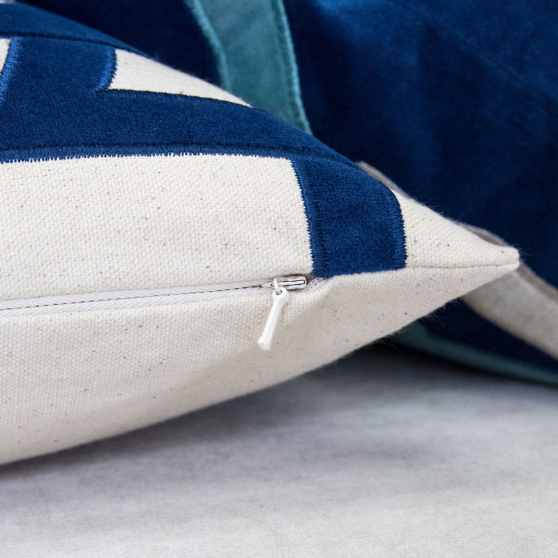  Outdoor Square Cotton Pillow Cover & Insert, Indigio