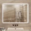 Miroir de salle de bain rectangulaire avec cadre à brouillard - Plus de 3000 lumens, fer blanc, luminosité réglable et température de couleur pour un look moderne Fonction de mémoire Réglages d'éclairage préférés-1226379904