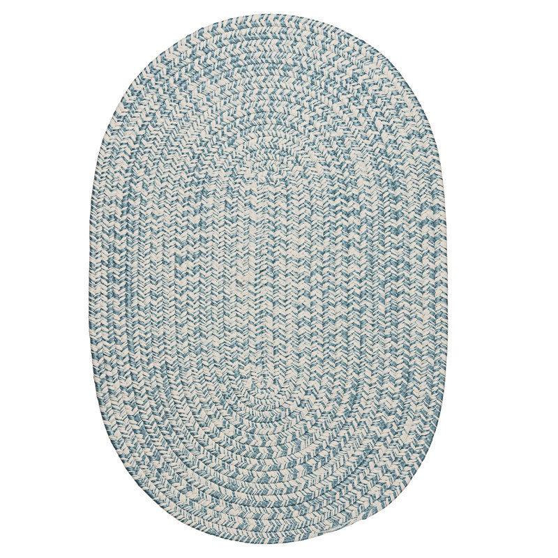 Tapis bleu tressé à la main Allyria, Rond 11 pi