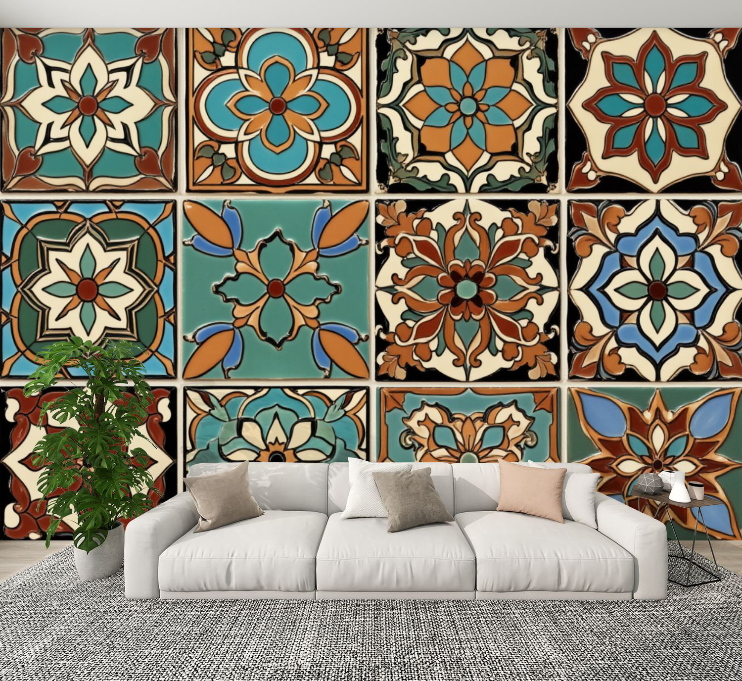 Red Barrel Studio Peel and Stick Wallpaper Colourful Geometric Floral ...