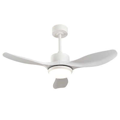 Modern Ceiling Fan With Light, Featuring 3 ABS Plastic Blades, Remote Control Operation, Reversible DC Motor, And Dimmable LED Lighting.