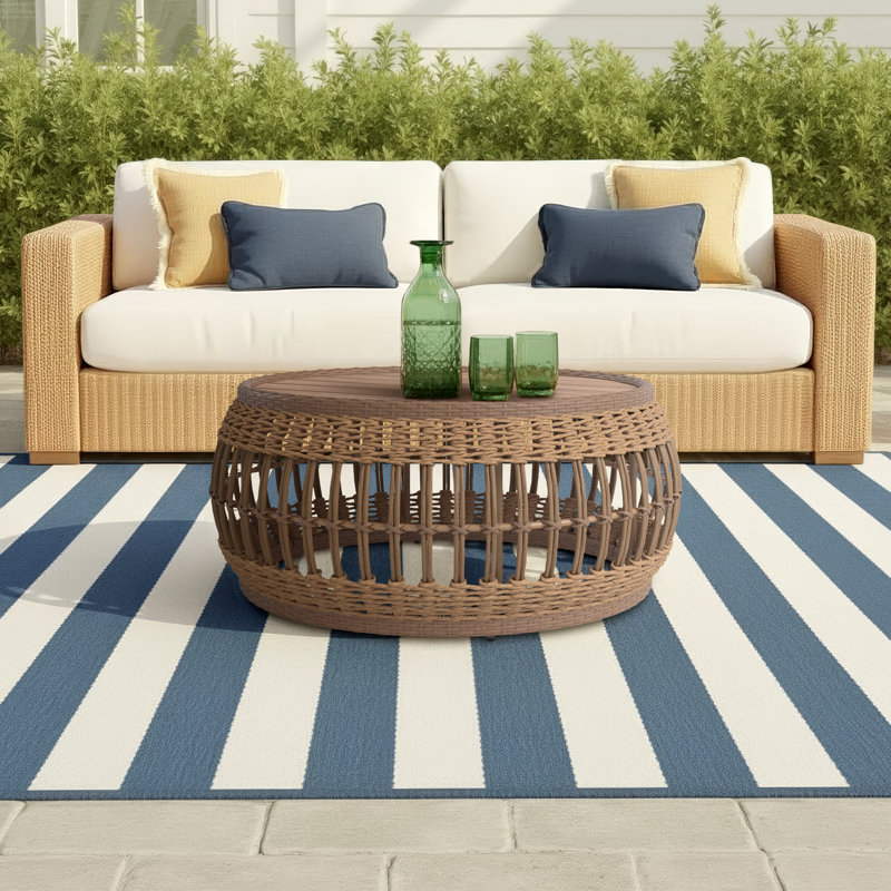 Dunkirk Round Wicker Outdoor Coffee Table , 24'' in. W 34'' in. D
