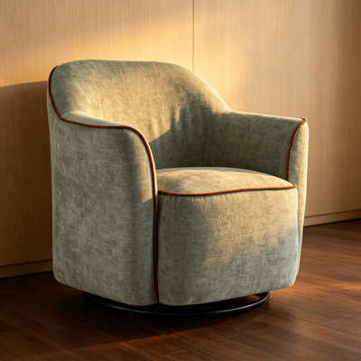 Chenille Upholstered Barrel Chair