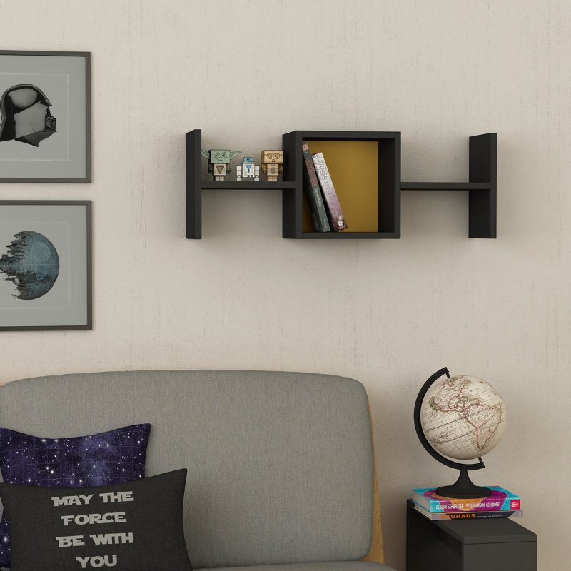 Tablette murale Myler, Gris anthracite et moutarde