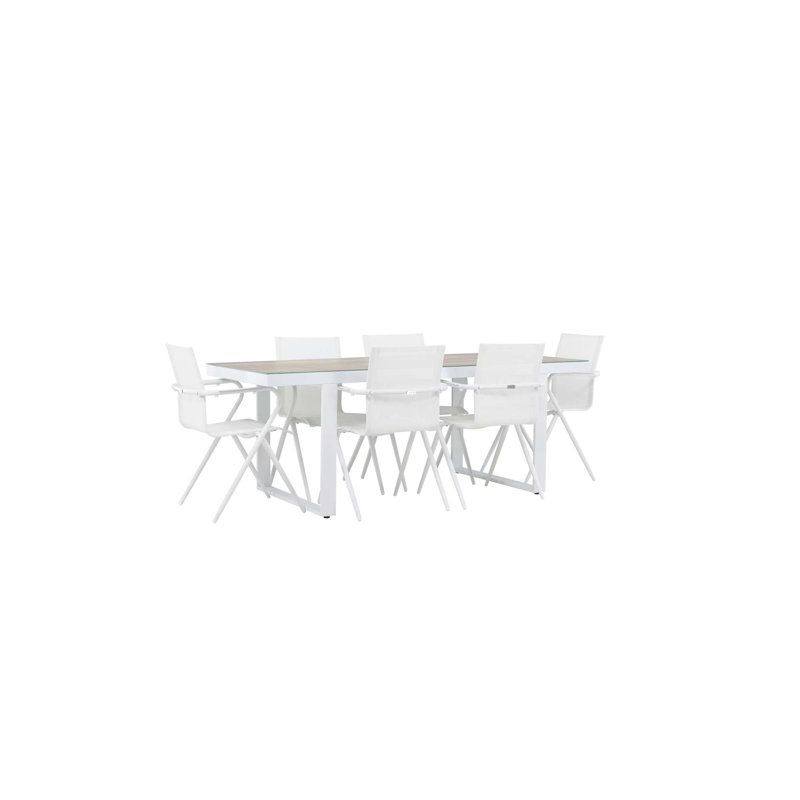 Evander 6 - Person Patio Dining Set with Rectangular Table, White