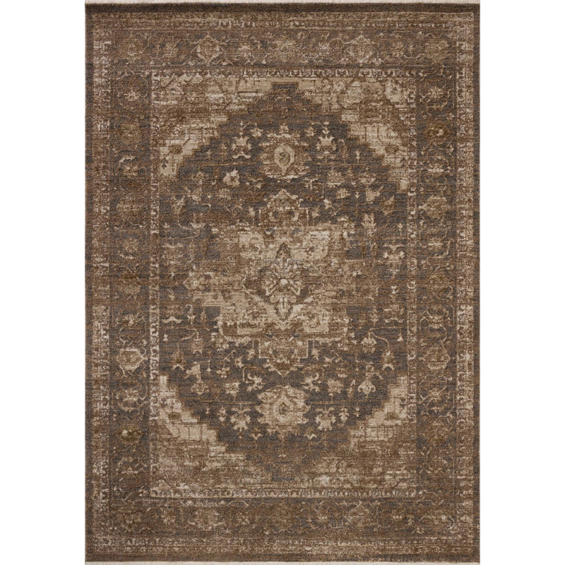 Loloi Haywood Charcoal / Mocha Area Rug, Square 1'6"
